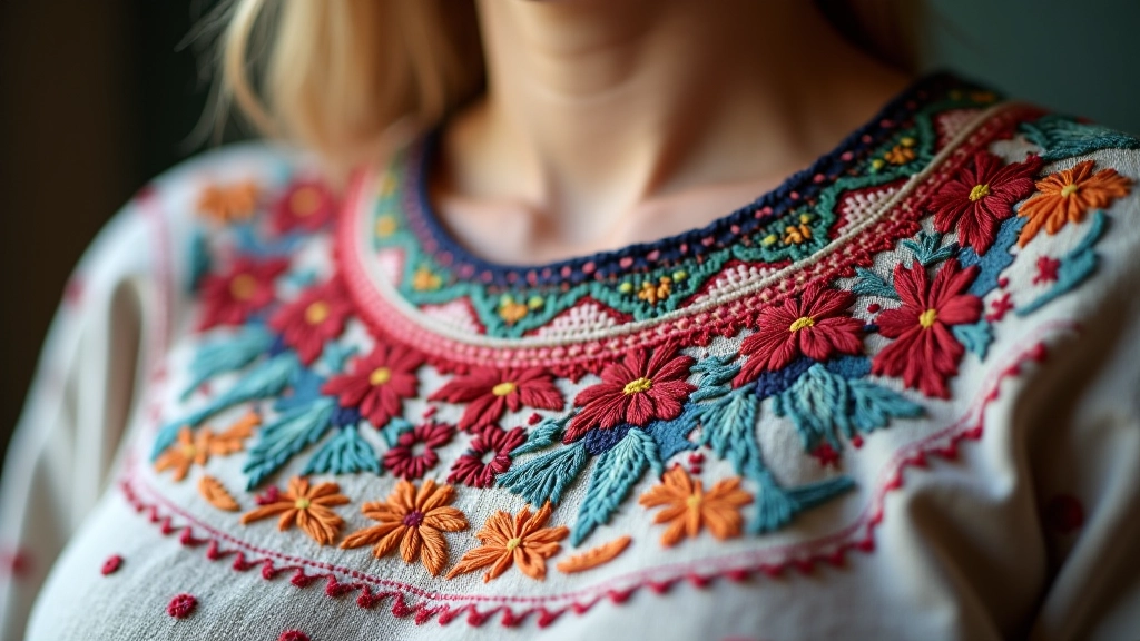 Detailed embroidery work showing traditional cross-stitch patterns with characteristic Lithuanian geometric and floral motifs