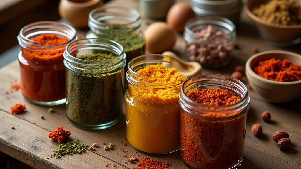 Collection of natural dyes in glass containers showing rich colors extracted from traditional plant materials used in Lithuanian textile crafts